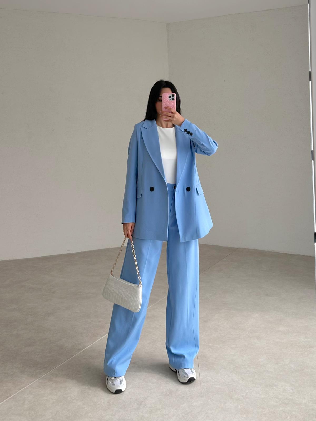 double-breasted pantsuit