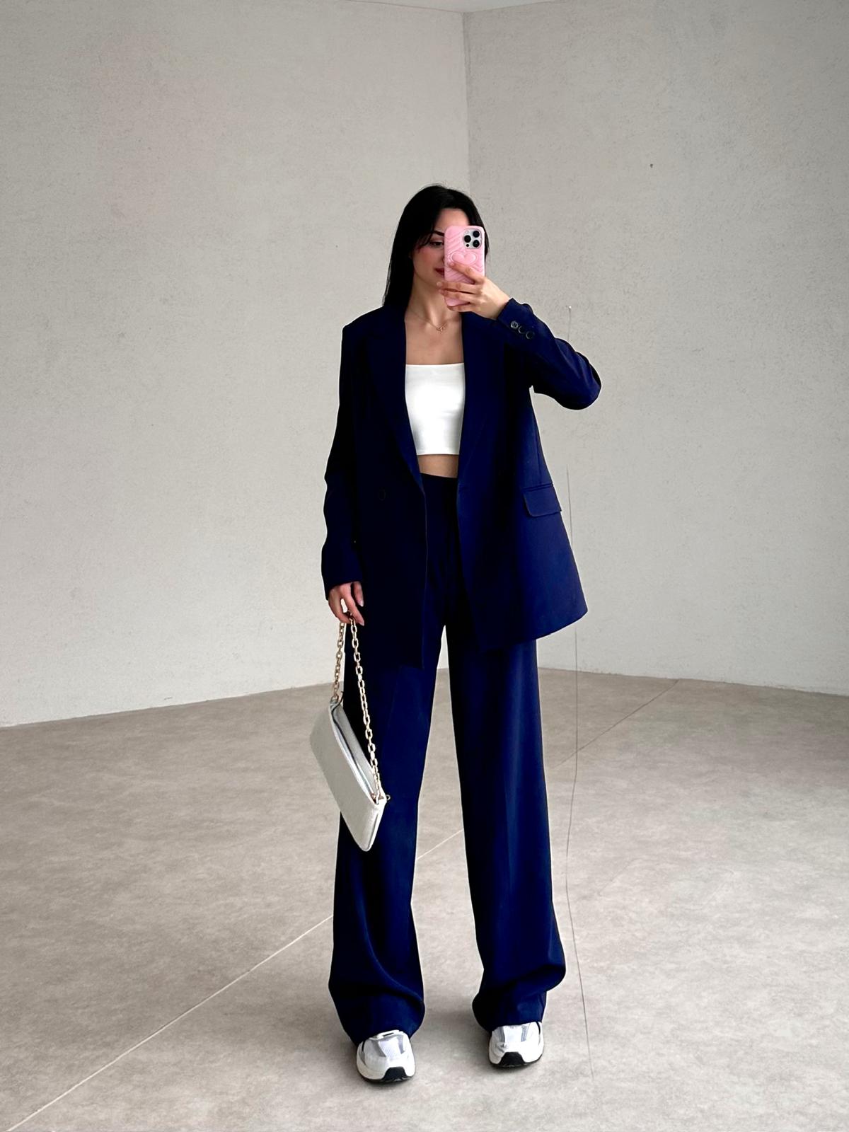 double-breasted pantsuit