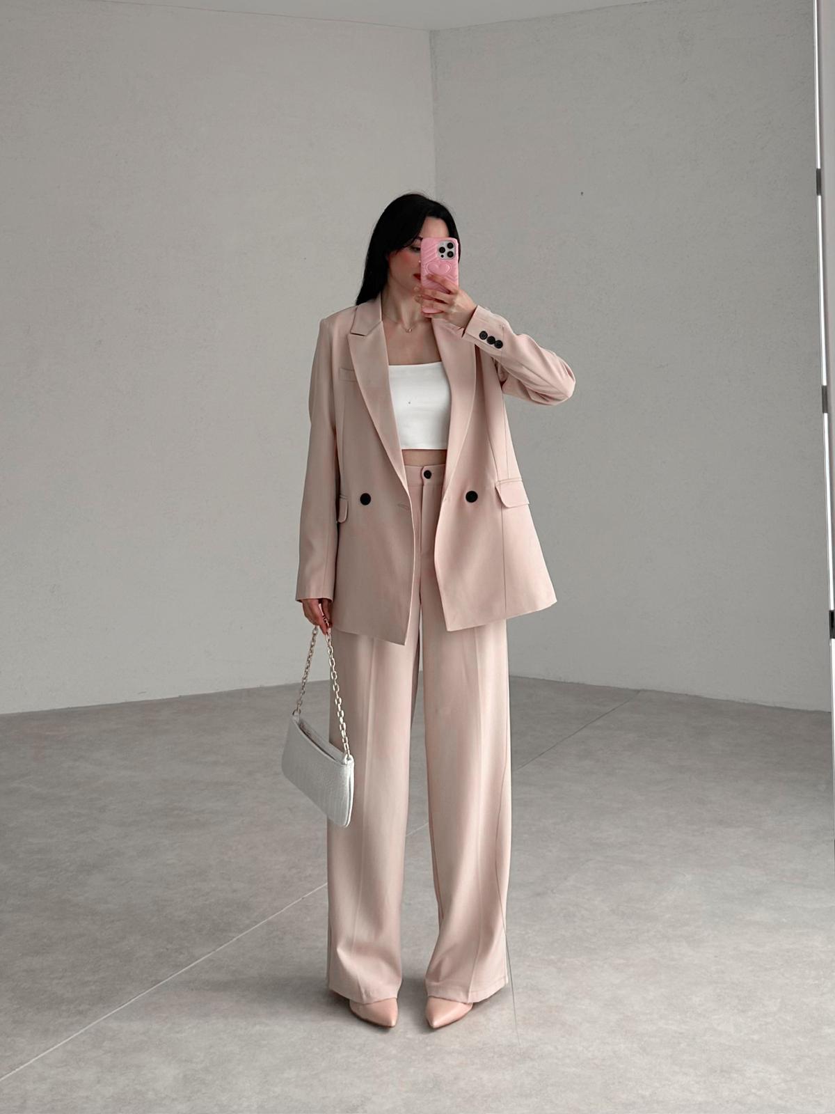 double-breasted pantsuit