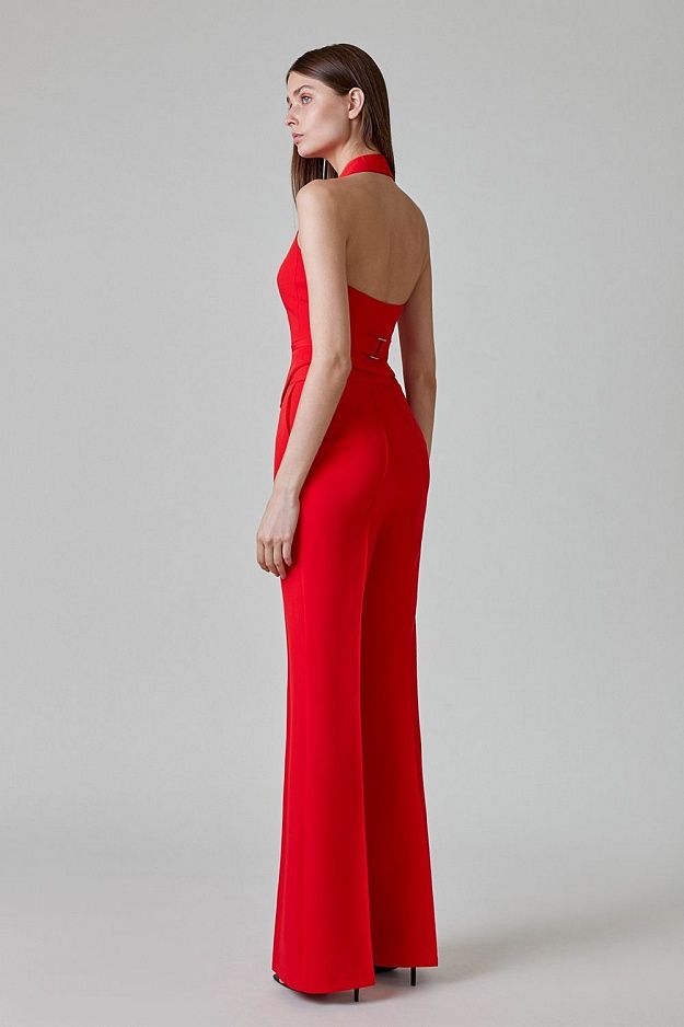 Halter-neck waistcoat-pant set
