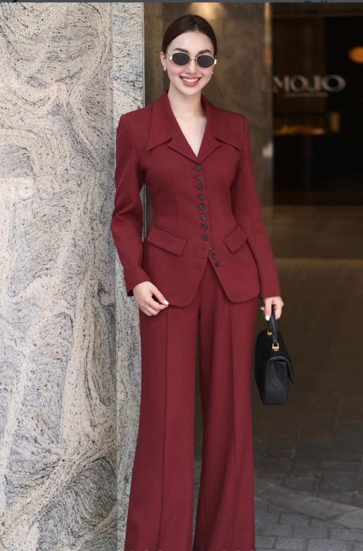 Burgundy pantsuit