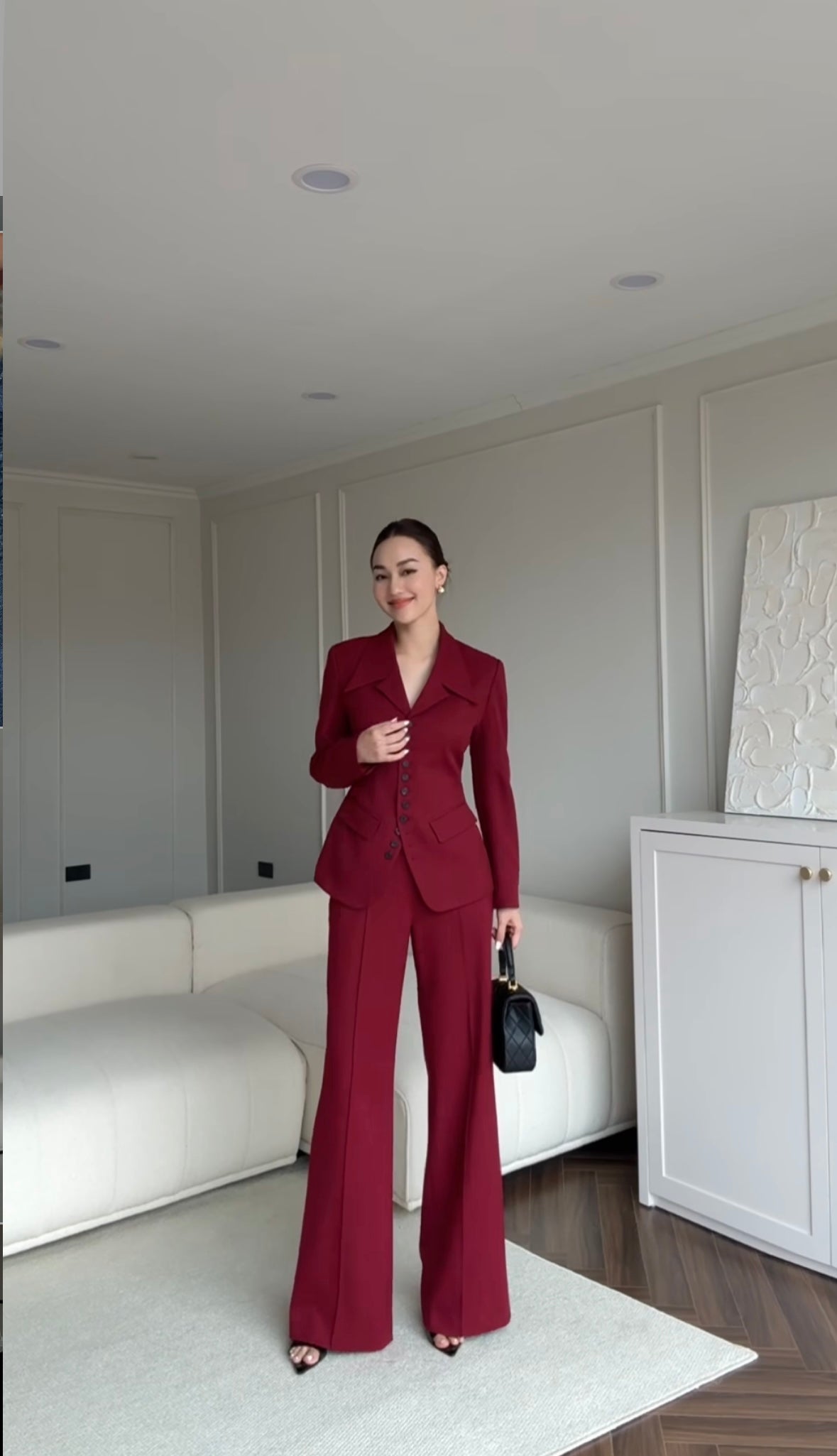 Burgundy pantsuit