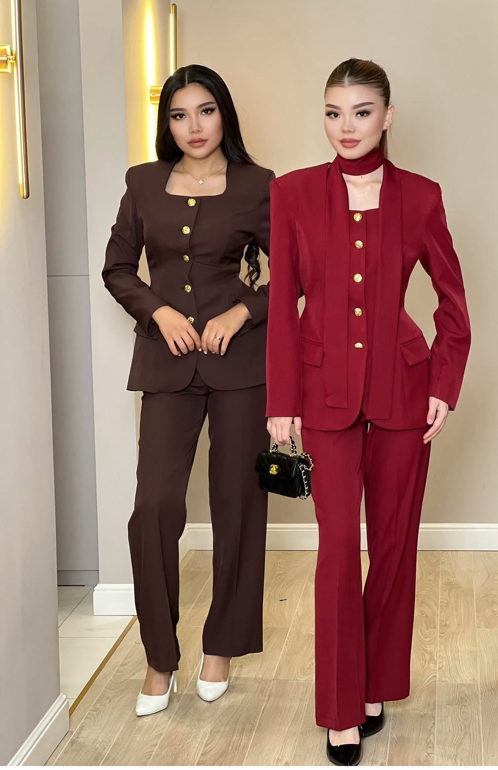 Golden buttoned suit