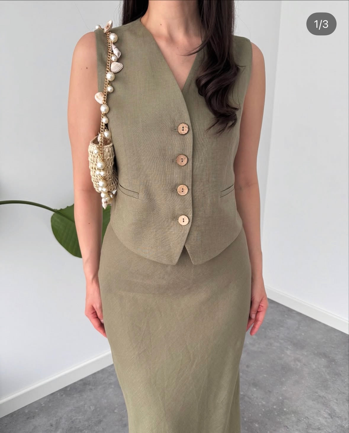 Linen waistcoat-skirt set