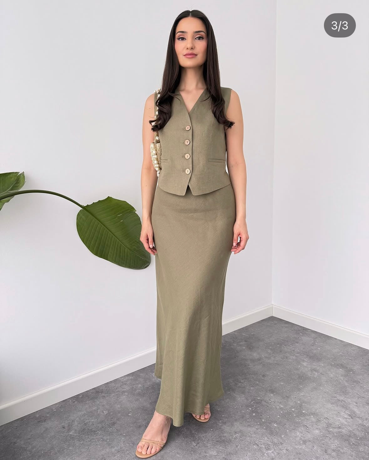 Linen waistcoat-skirt set