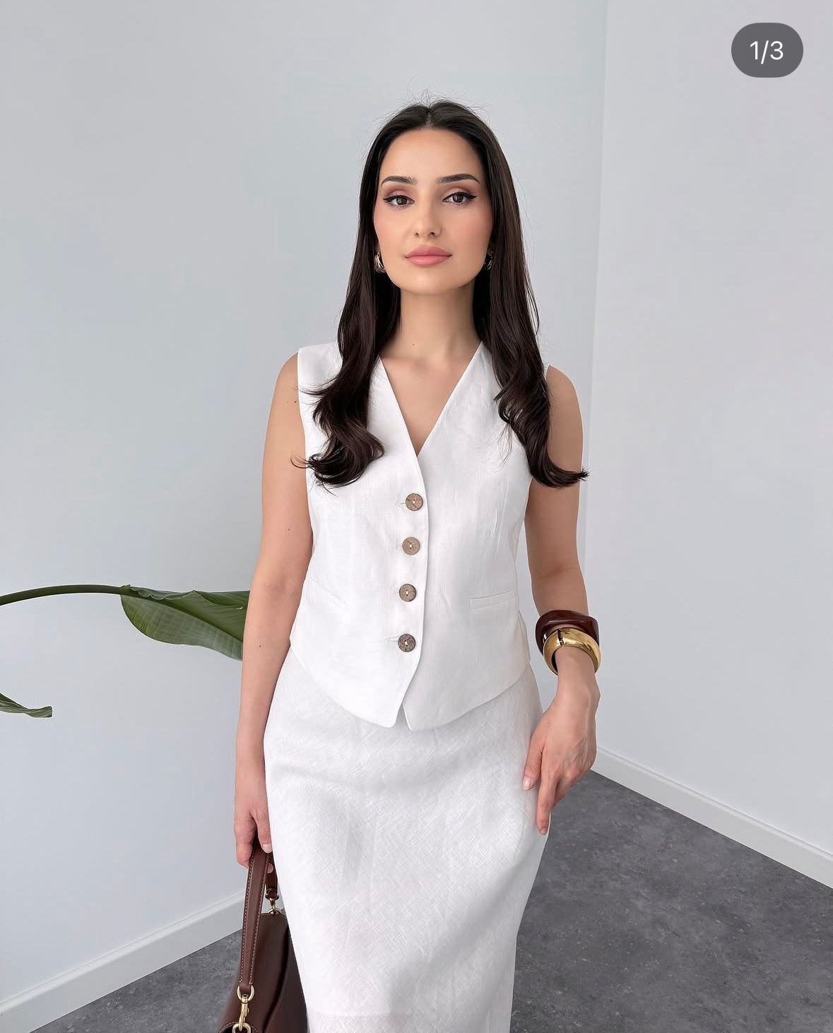 Linen waistcoat-skirt set