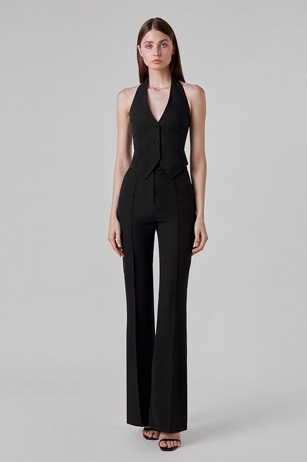 Halter-neck waistcoat-pant set